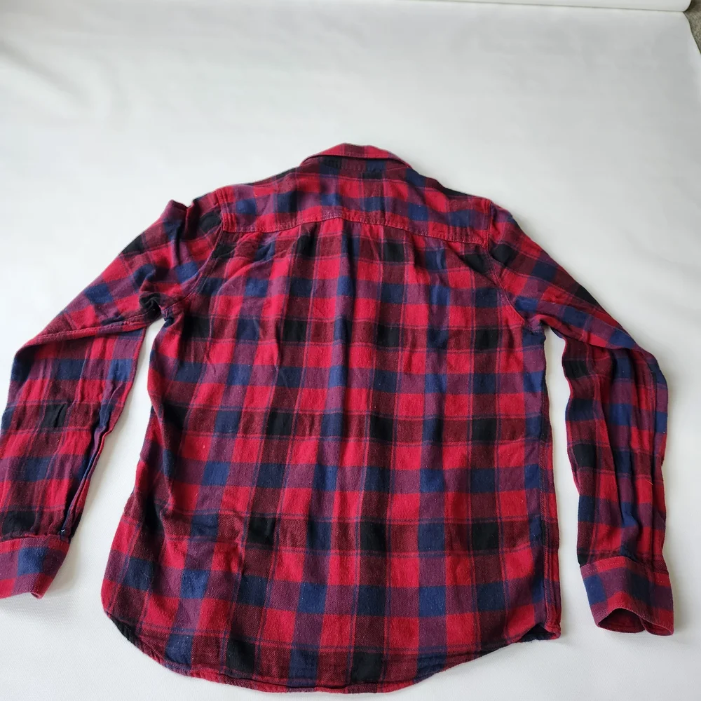 Bluenotes Womens Red/Navy Plaid Flannel Button Down Longsleeve Shirt - Picture 5 of 8